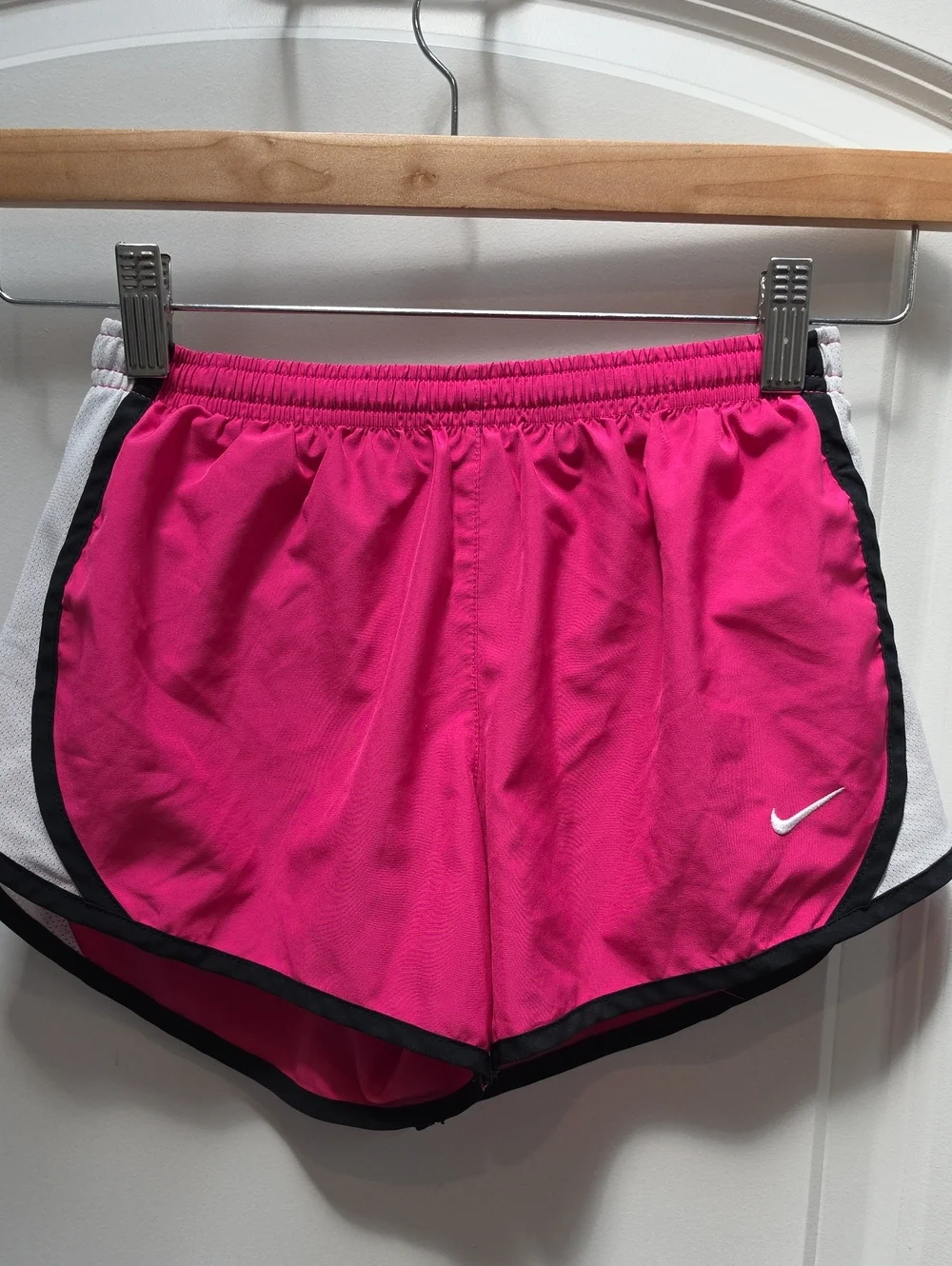 Nike Girls Bright Pink Running Shorts with Black Trim